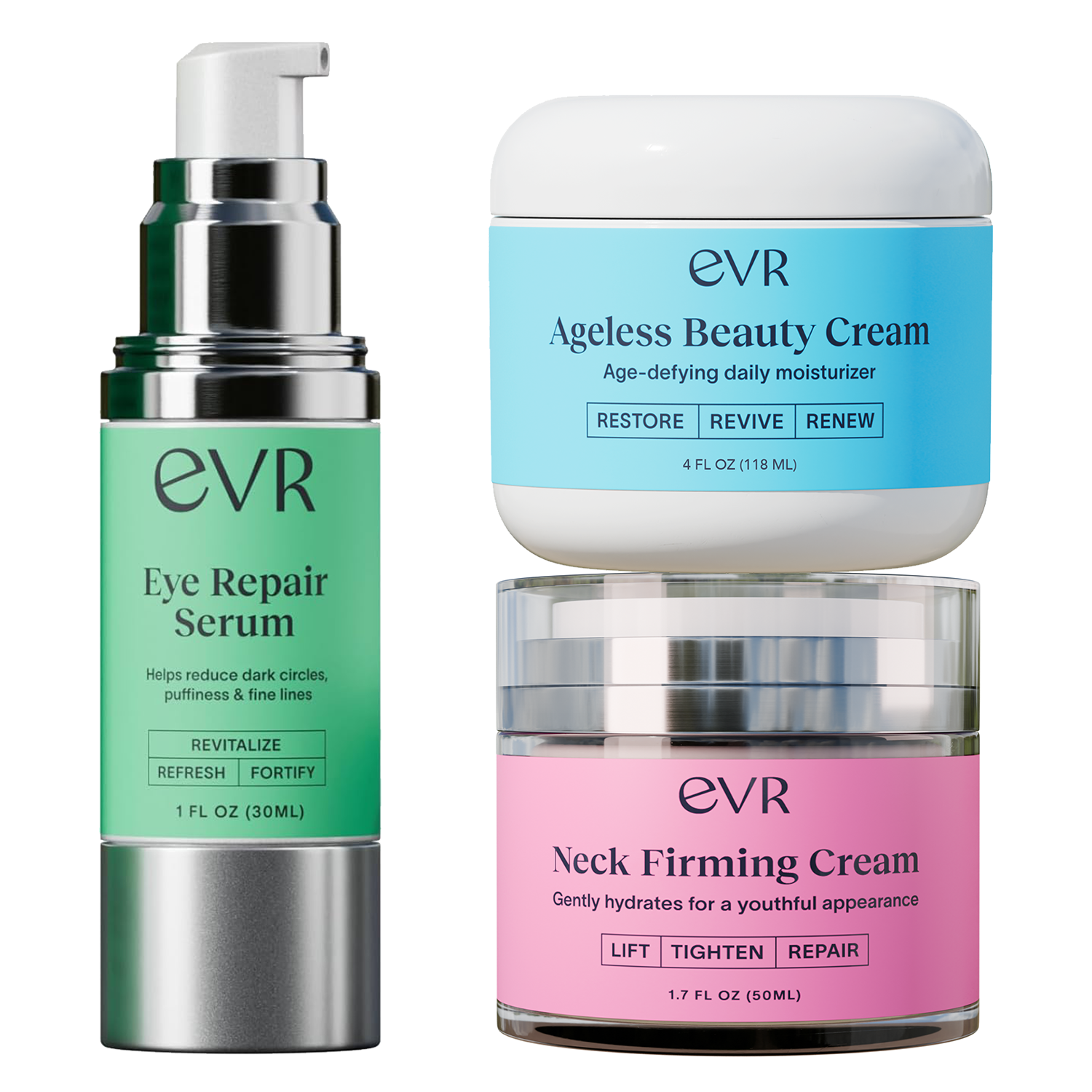 Ageless Beauty Cream, Neck Cream, Eye Serum Bundle